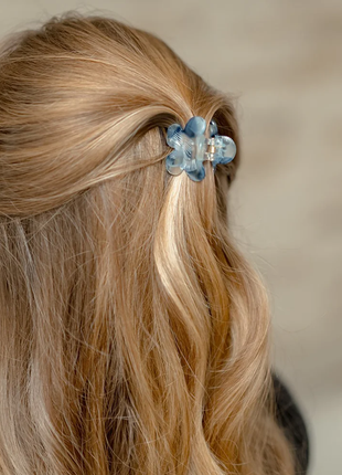 Lucie - Bloemetjes clip - Blauw gevlekt - Modeaccessoires - Haarspelden