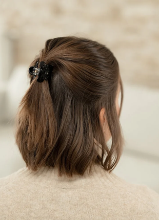 Lucie - Bloemetjes clip - Zwart gevlekt - Modeaccessoires - Haarspelden