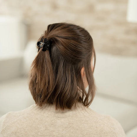 Lucie - Bloemetjes clip - Zwart gevlekt - Modeaccessoires - Haarspelden