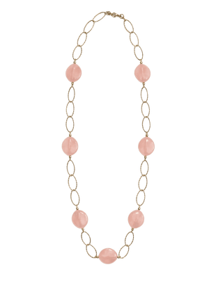 Long Stone Link Necklace - N61463 - 14K + Pink by Day & Eve