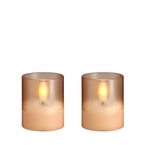 MM LED glass candle Hurricane Champagne 2-pack - Cadeau’s & Lifestyle - Woonkamer - Kandelaren & Waxinelichthouders