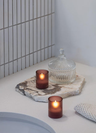 MM LED glass candle Hurricane Vintage rose 2-pack - Cadeau’s & Lifestyle - Woonkamer - Kandelaren & Waxinelichthouders