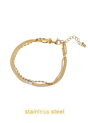 Bracelet - Bracelet à double maillon plat - Or 14 carats