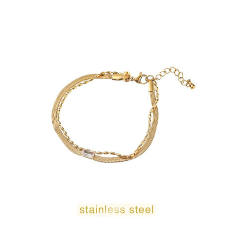 Armbandje -  Double Flat Link Bracelet - 14K