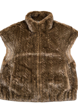 Mouwloos jasje in kunstbont (kabel) choco Kleding Blazers & vestjes