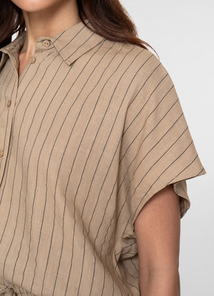 Bluse Leinenstreifen k/A - 63423-14