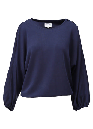 Top - Soft touch met knopen - D453L - Navy Blazer