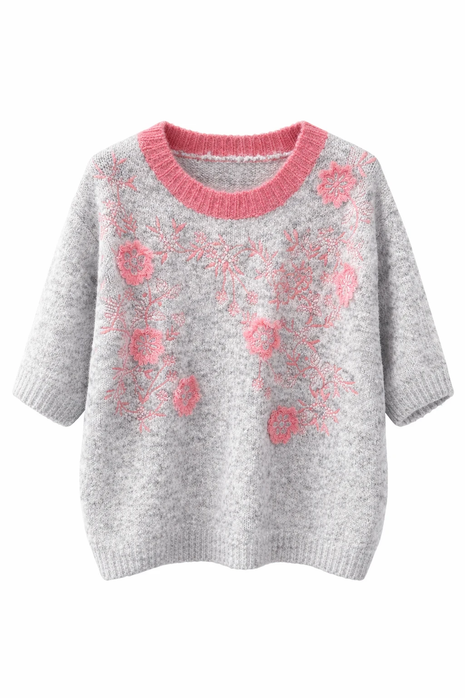 Pull met borduur - Bellante (roze/grijs) by Just Women