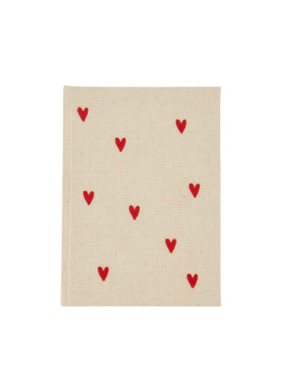 Notitieboek - linnen - hartjes - rood (0805-057) - Lifestyle - Van papier - Notitieboeken