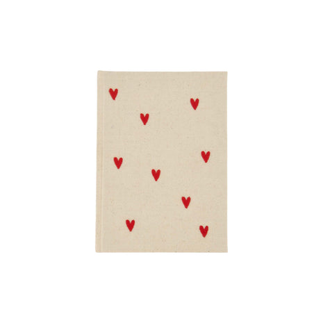 Notitieboek - linnen - hartjes - rood (0805-057) - Lifestyle - Van papier - Notitieboeken
