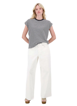 T-shirt met opgerolde mouw streep - 0307-0012 by Zusss