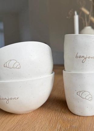 Mugs Croissant - Bonjour, set of 2 - LFF_26024 by Leeff