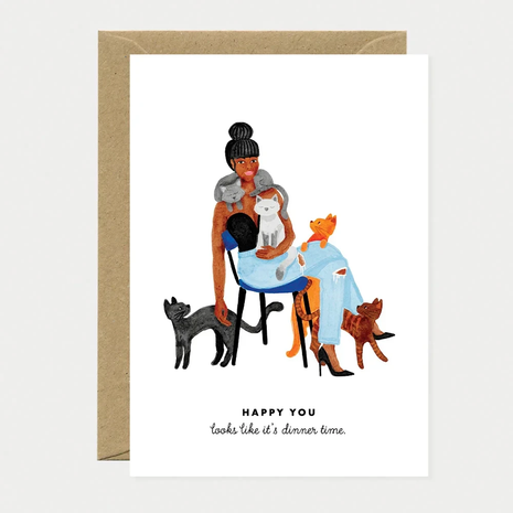 Wenskaart - Cat Dinner’s time by All the ways to say