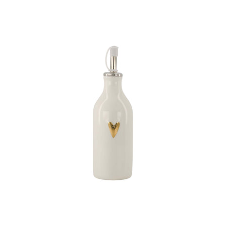 Olie/azijn fles keramiek hartje wit/goud (0704-028) - Lifestyle - Koken & Tafelen - Potjes& - Schaaltjes