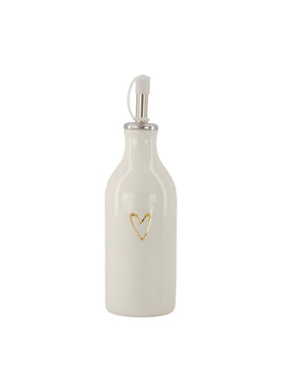Olie/azijn fles keramiek open hartje wit/goud (0704-029) - Lifestyle - Koken & Tafelen - Benodigdheden