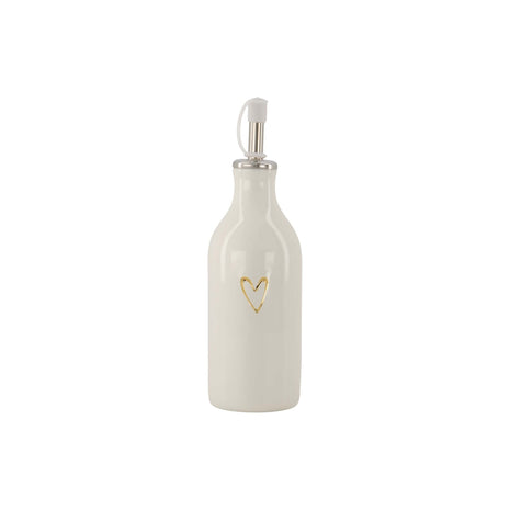 Olie/azijn fles keramiek open hartje wit/goud (0704-029) - Lifestyle - Koken & Tafelen - Benodigdheden