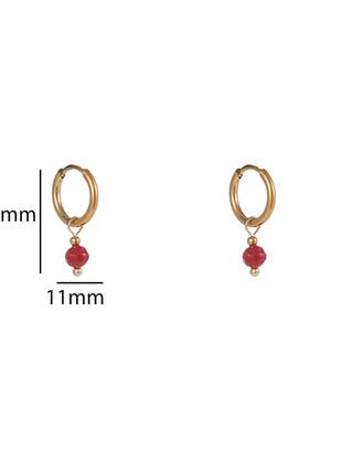 One Bead Hoop - 14K - goud/bordeaux - Modeaccessoires - Juwelen - Oorbellen