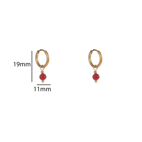 One Bead Hoop - 14K - goud/bordeaux - Modeaccessoires - Juwelen - Oorbellen