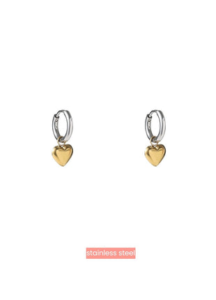 Oorbel - Heart Hoop - 2Tone (combi) - Modeaccessoires - Juwelen - Oorbellen