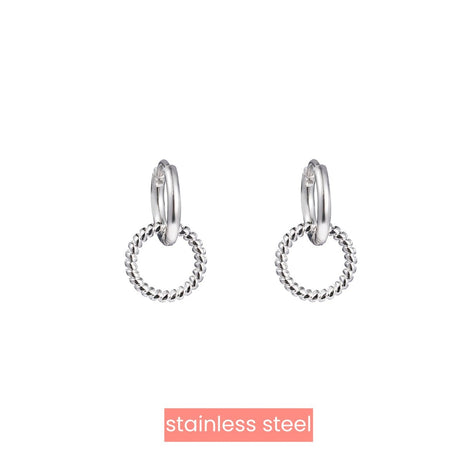 Oorbel - Twisted Circle - 14K - Silver - Modeaccessoires - Juwelen - Oorbellen