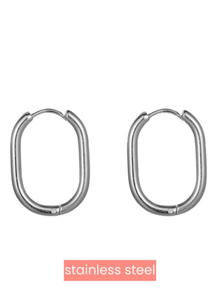 Oorbel - 14K - Oval Hoop - Silver - Modeaccessoires - Juwelen - Oorbellen