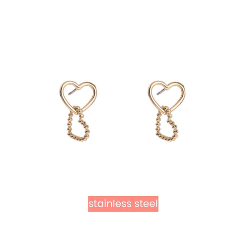 Big double dot hearts - 14K - Modeaccessoires - Juwelen - Oorbellen