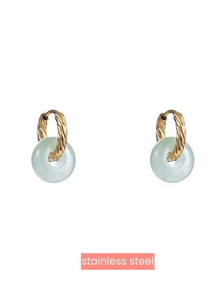 Oorbel Donut Stone - Green Agath - gold - Modeaccessoires - Juwelen - Oorbellen