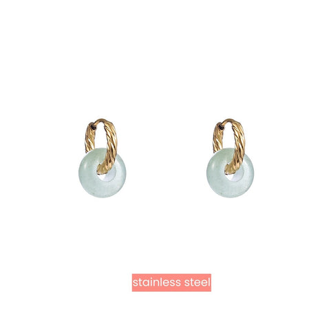 Oorbel Donut Stone - Green Agath - gold - Modeaccessoires - Juwelen - Oorbellen