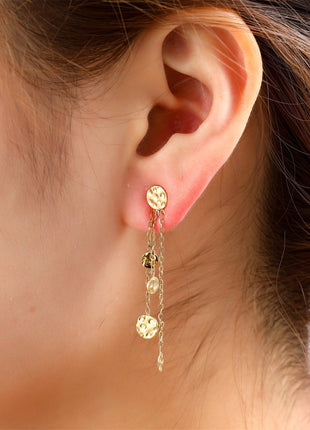 Hammered Rounds Dangle - 14K - Juwelen & mooimakers - Oorringen