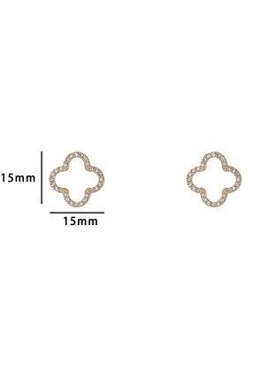 Strass Open Clover Stud - 14K - Modeaccessoires - Juwelen - Oorbellen