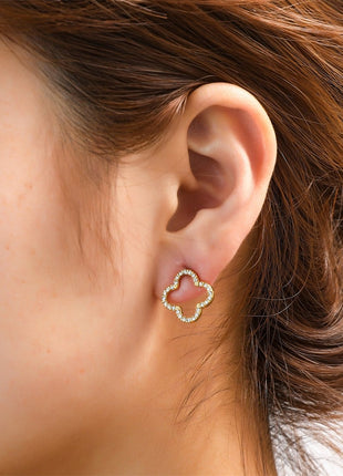 Strass Open Clover Stud - 14K - Modeaccessoires - Juwelen - Oorbellen