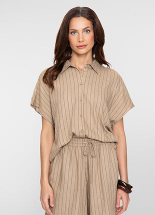 Bluse Leinenstreifen k/A - 63423-14