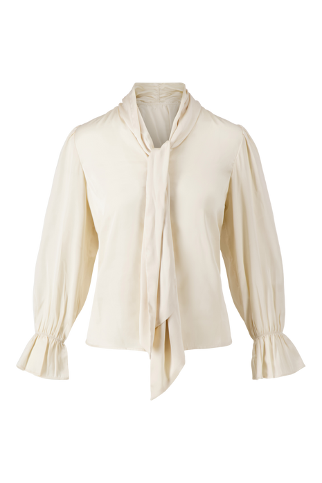 Satijn top met strik – beige