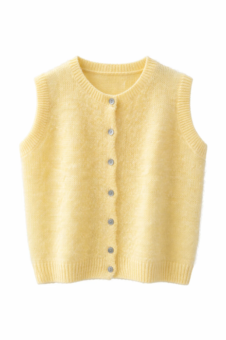 Debardeur met knoop - Luxe Mohair (geel) by Charlotte Marie