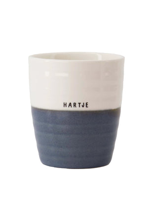 Koffiemok hartje - wit/blauw by Zusss