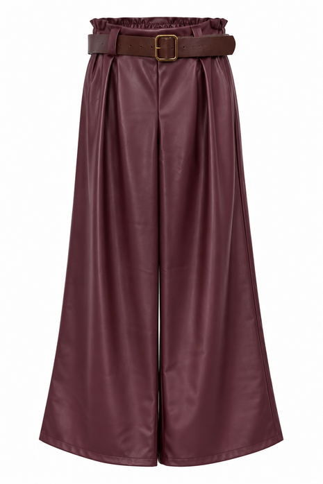 Broek - Fake Leather - Bordeaux