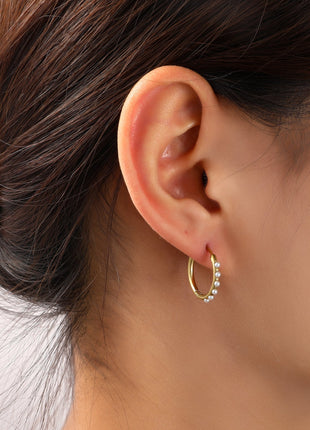 Pearl Hoop - 18 mm - 14K - goud - Modeaccessoires - Juwelen - Oorbellen