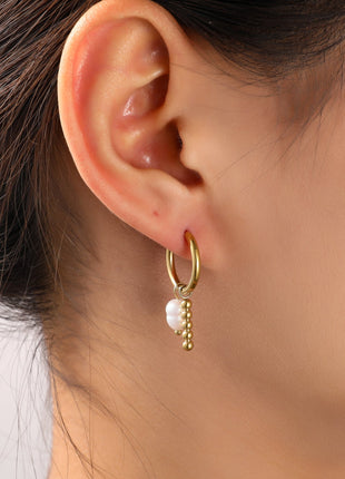 Pearly Dot Hoop - 14K goud - Modeaccessoires - Juwelen - Oorbellen