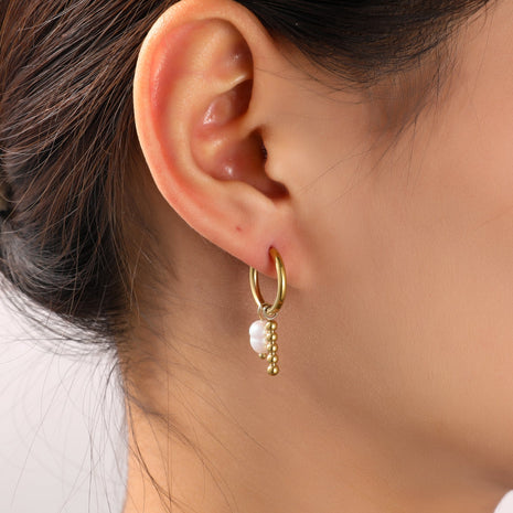 Pearly Dot Hoop - 14K goud - Modeaccessoires - Juwelen - Oorbellen