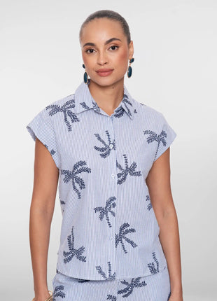 Bloesje - strepen & palmtree - 63383-70 by Geisha