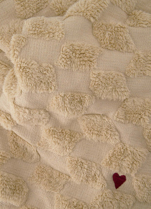 Plaid - hartje - zand - Cadeau’s & Lifestyle - Woonkamer - Kussens & Plaids