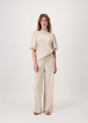 Plisse broek – beige - Beige / 36/S - Kleding - Broeken