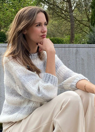 Pull - Gipsy - White/grey - Kleding - Truien en cardigans
