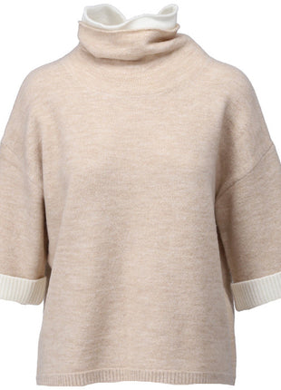 Pull met dubbele rolkraag B855 Sand Kleding Truien en cardigans