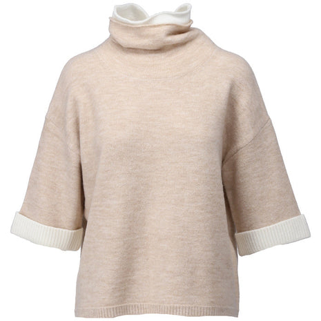 Pull met dubbele rolkraag B855 Sand Kleding Truien en cardigans