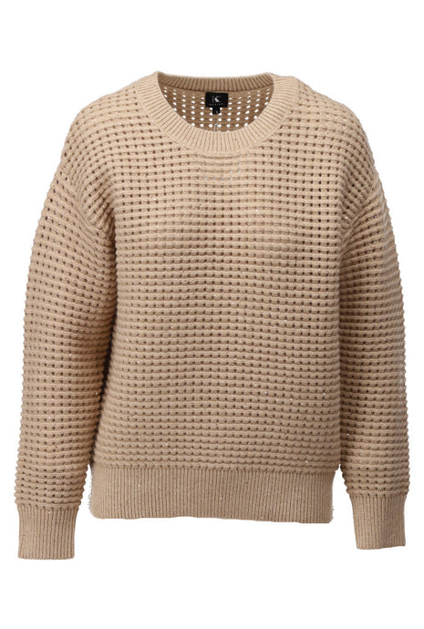 Pull ronde hals met lovertjes B810 Sand Kleding