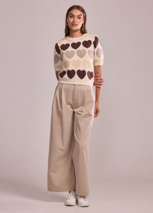 Pull Sigolaine (hartjes) IH25680 (beige) Kleding Truien en cardigans