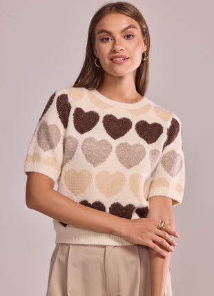 Pull Sigolaine (hartjes) IH25680 (beige) Kleding Truien en cardigans