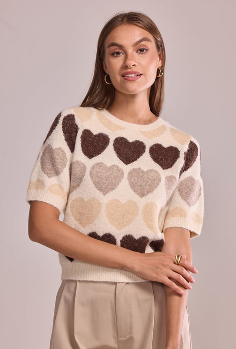 Pull Sigolaine (hartjes) IH25680 (beige) Kleding Truien en cardigans
