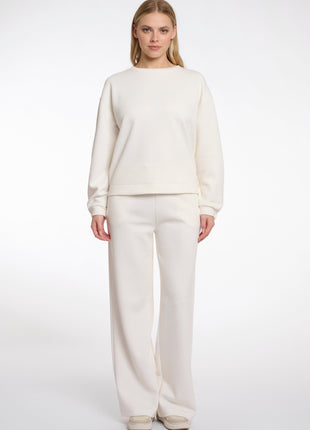 Pullover with elastic in back waist Femke.7002512 Snow white Kleding Truien en cardigans